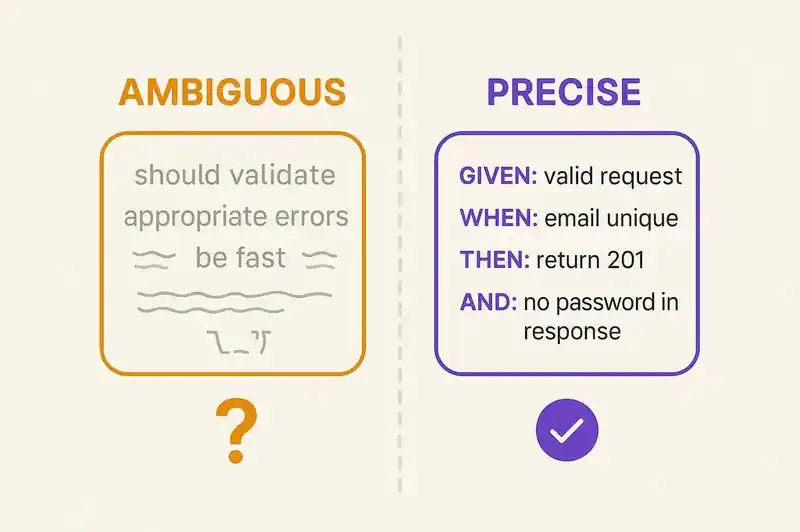 The difference between ambiguous natural language specs and precise behavioral contracts