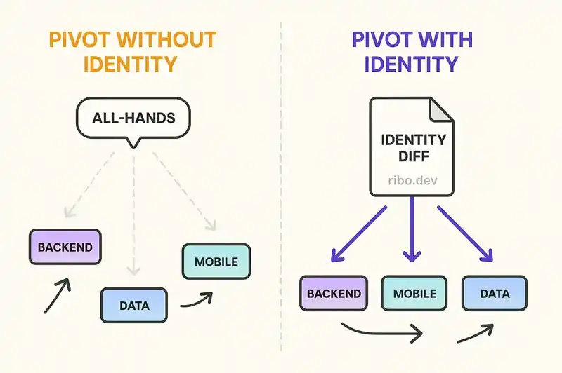 How pivots work as identity mutations rather than identity replacements