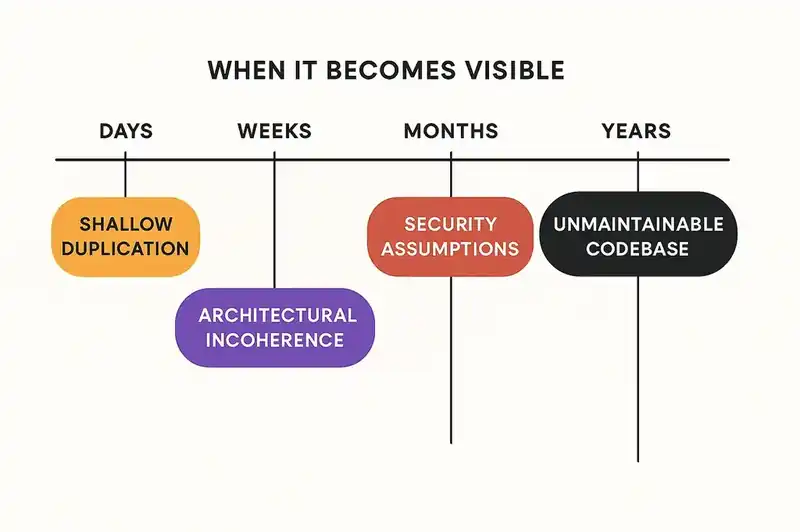 Taxonomy of vibe coding failures: duplication, security gaps, architectural drift, and missing tests